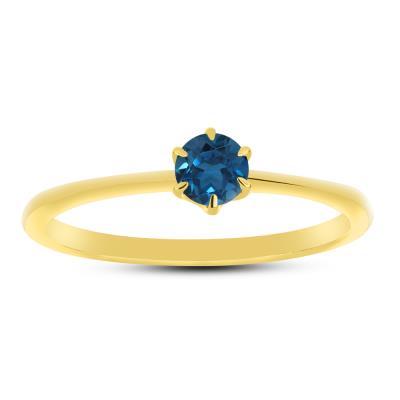 BUY 14K GOLD NATURAL LONDON BLUE TOPAZ GEMSTONE RING